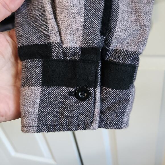 American Eagle Outfitters Women Black Gray Lavender Plaid Flannel XL Classic Fit - Picture 5 of 13